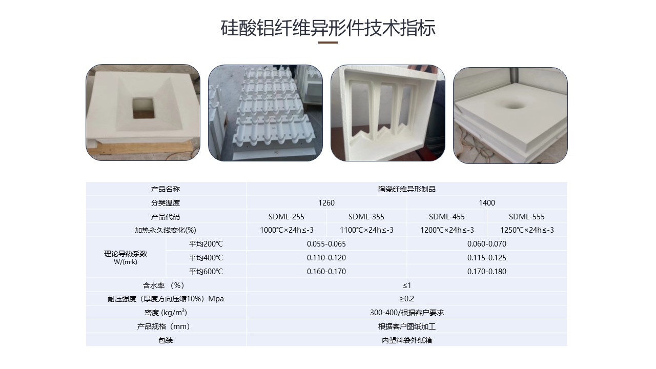 硅酸铝陶瓷纤维异形件技术指标